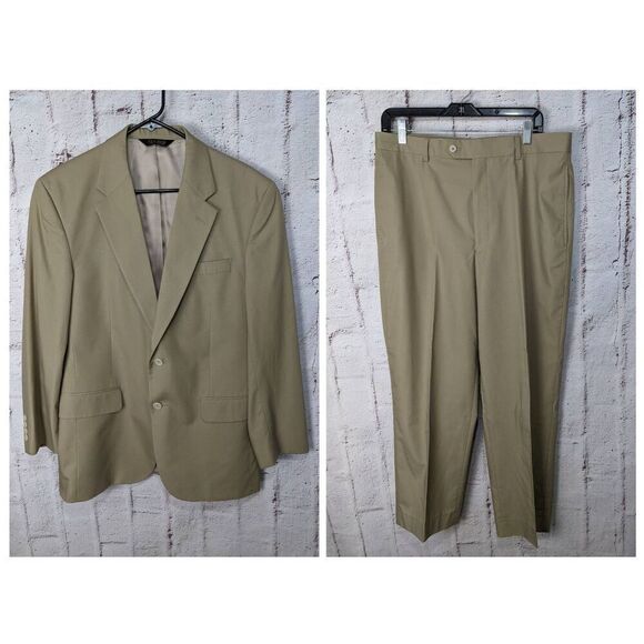 Jos. A. Bank Mens Suit 2 Piece Beige Tan‎ Blazer 40R Pants 34x28 - Picture 1 of 12